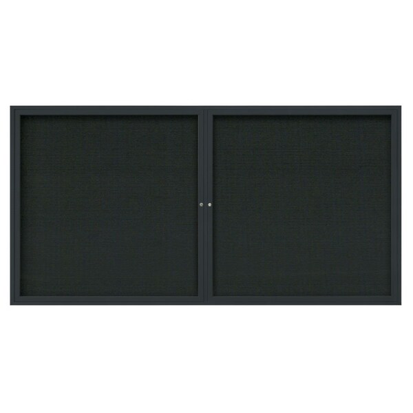 72"x36" 3-Door Enclosed Outdoor Letterboard, Black Felt/Black
